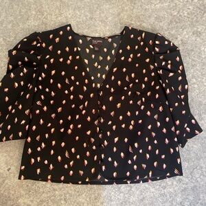 Free Press Black and Pink Patterned Blouse
